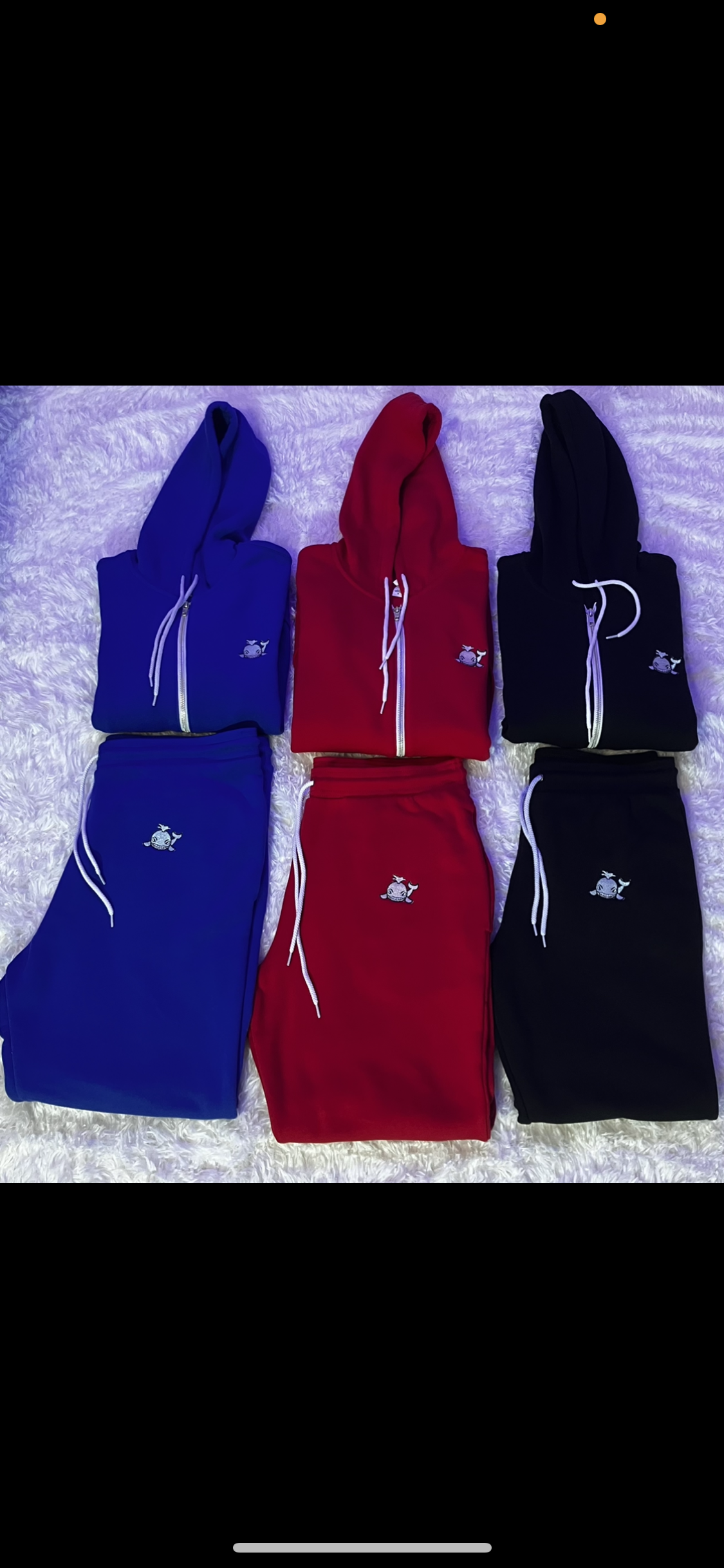 Metallic Embroidered Whale Zip-Up Sweatsuit