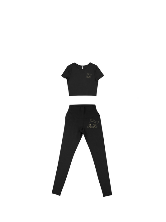 Gold Whale Leggings and Crop Top Set